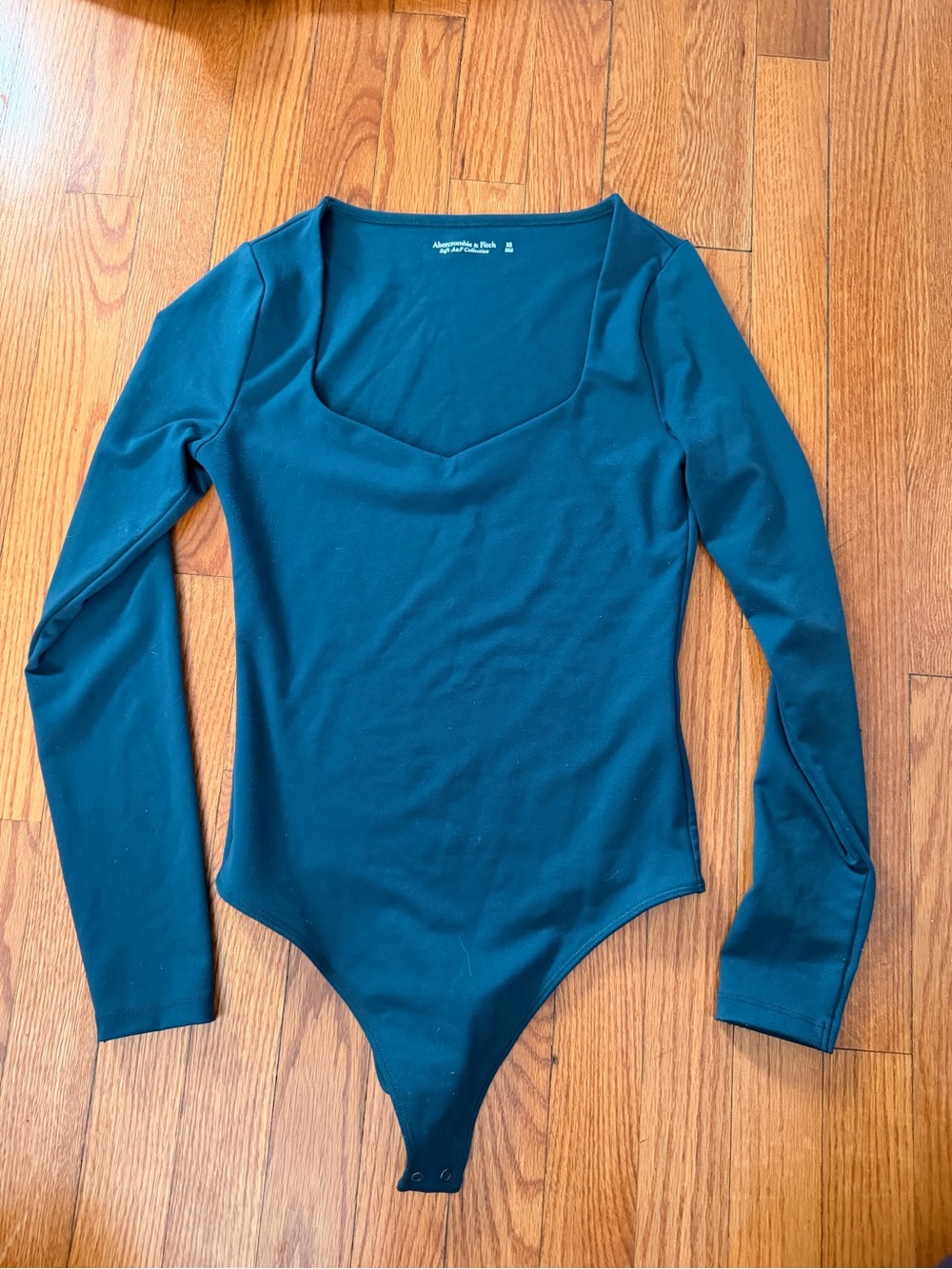 Abercrombie & Fitch teal bodysuit sweetheart neckline size XS - Picture 3 of 3